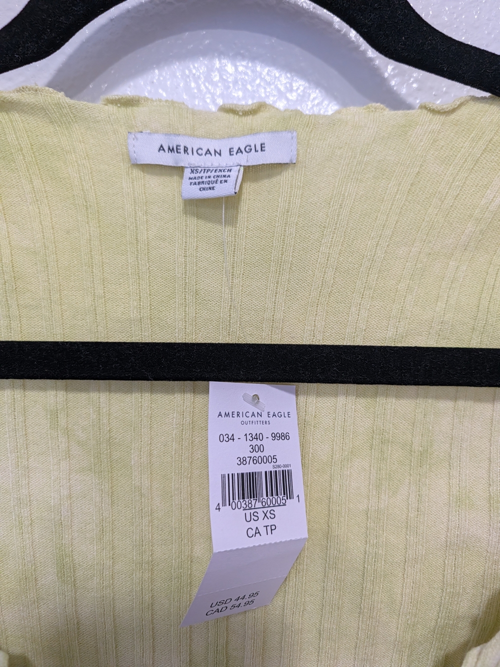 American Eagle Outfitters Sage Tie-Front Ribbed Crop Top - Picture 4 of 6